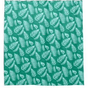 Woodland Fern Pattern, Turquoise and Aqua Shower C