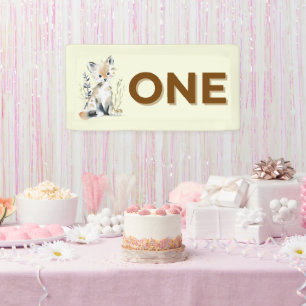 Woodland First Birthday High Chair Banner