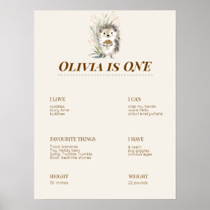 Woodland First Birthday Milestone Board Poster