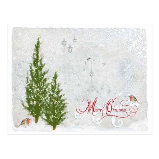 Woodland First Snow Christmas Postcard
