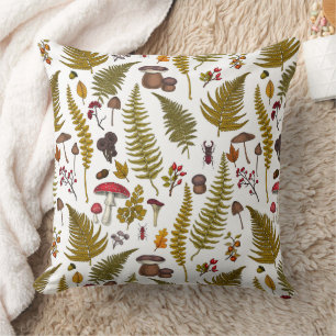 Woodland flora and fauna 2 throw pillow