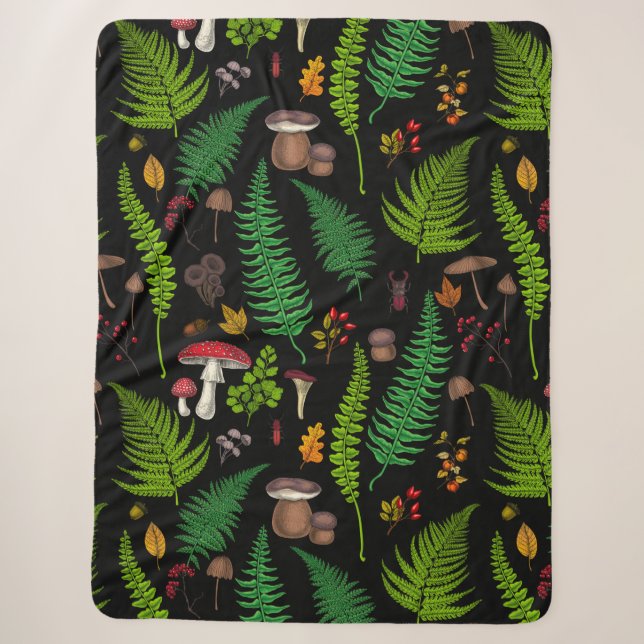 Woodland flora and fauna sherpa blanket (Front)