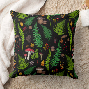 Woodland flora and fauna throw pillow