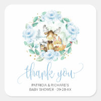 Woodland Floral Greenery Baby Shower Thank You