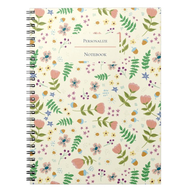 Woodland Floral Personalized Notebook (Front)
