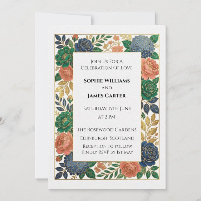 Woodland Floral Scottish Wedding Invitation (Front)