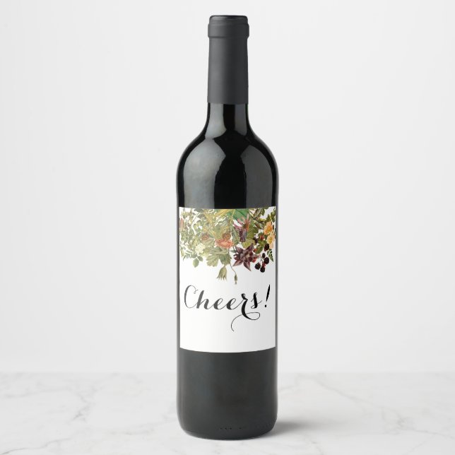 Woodland Floral Wine Label (Front)