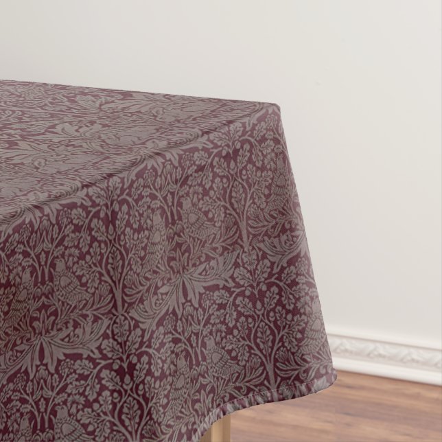 Woodland Foliage Red Rabbit William Morris Pattern Tablecloth (In Situ)