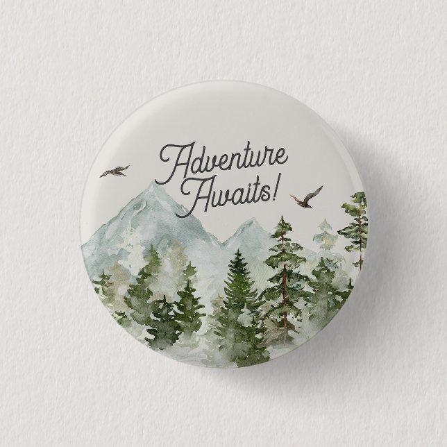  woodland forest adventure awaits 1 inch round button (Front)