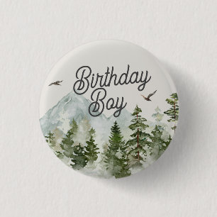  woodland forest adventure awaits birthday boy 1 inch round button