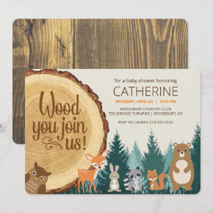 Woodland Forest Animal babies, Baby Shower Invitation