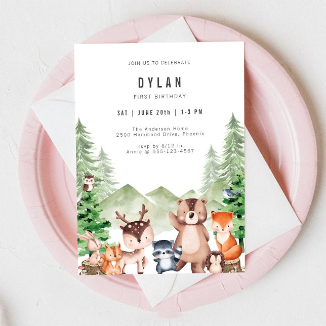 Woodland Forest Animal Boy Birthday Invitation (Creator Uploaded)