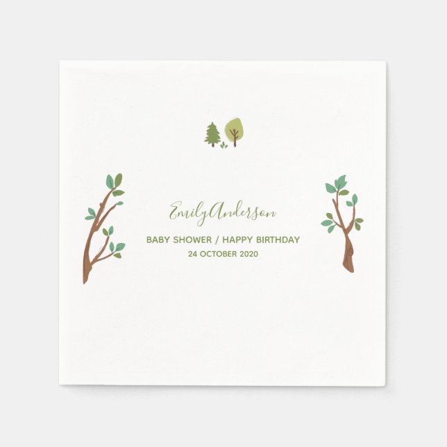 Woodland Forest Animal Rustic Illustration Napkin (Front)