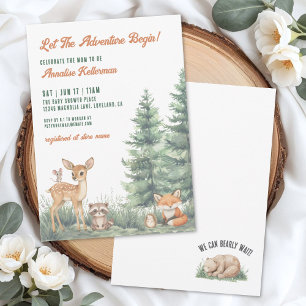 Woodland Forest Animals Adventure Baby Shower Invitation