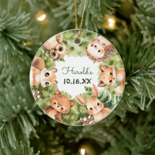Woodland Forest Animals Baby Boy  Ceramic Ornament