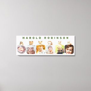 Woodland Forest Animals Baby Boy Milestone Canvas Print