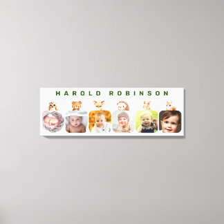 Woodland Forest Animals Baby Boy Milestone Canvas Print