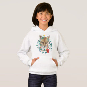 Woodland Forest Animals Baby Fox in Floral Wreath 