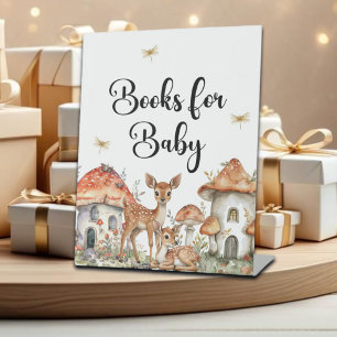 Woodland Forest Animals Baby Shower Books for Baby Pedestal Sign