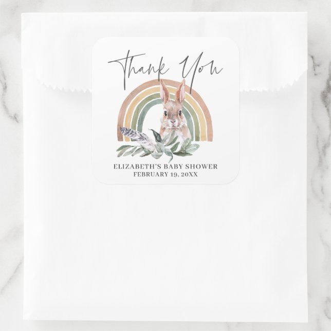 Woodland Forest Animals | Baby Shower Favour Square Sticker (Bag)