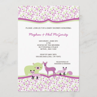 Woodland Forest Animals Baby Shower GIRL Invite