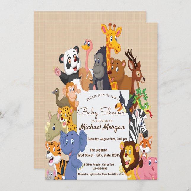 Woodland, Forest Animals Baby Shower Invitation (Front/Back)
