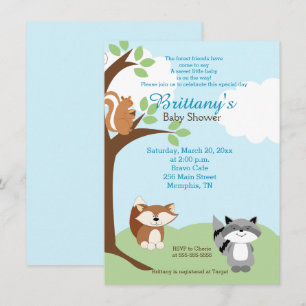Woodland Forest Animals Baby Shower Invitation