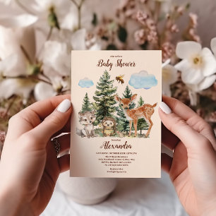 Woodland Forest Animals Baby Shower Invitation