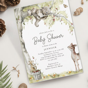 Woodland Forest Animals Baby Shower Invitation