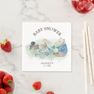 Woodland forest animals - baby shower napkin