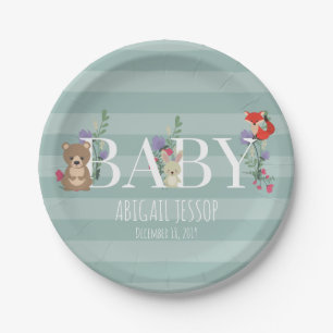 Woodland Forest Animals Baby Shower Paper Plate