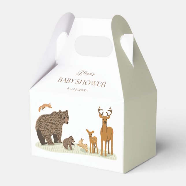 Woodland Forest Animals Baby Shower Party Favor Box (Front Side)