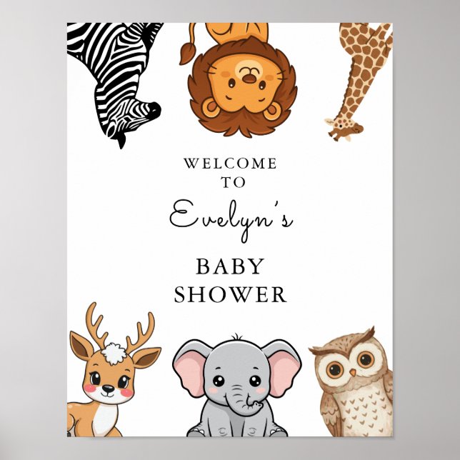 Woodland Forest Animals Baby Shower Poster (Front)