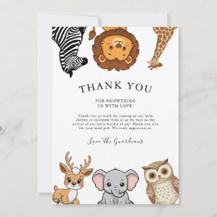 Woodland Forest Animals Baby Shower Thank You Card