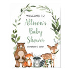 Woodland forest animals baby shower welcome sign