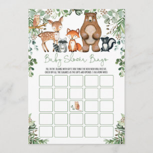 Woodland Forest Animals Bingo Baby Shower Game Invitation