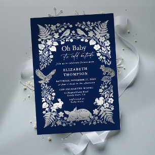 Woodland Forest Animals Blue Winter Baby Shower