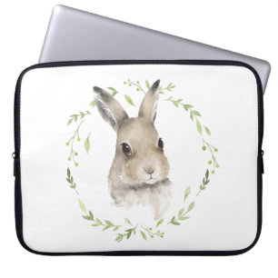 Woodland Forest Animals Bunny Name Watercolor  Laptop Sleeve