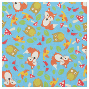 Woodland Forest Animals Cute Baby Nursery Kids Fabric