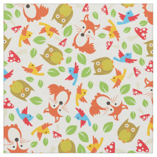 Woodland Forest Animals Cute Baby Nursery Kids Fabric