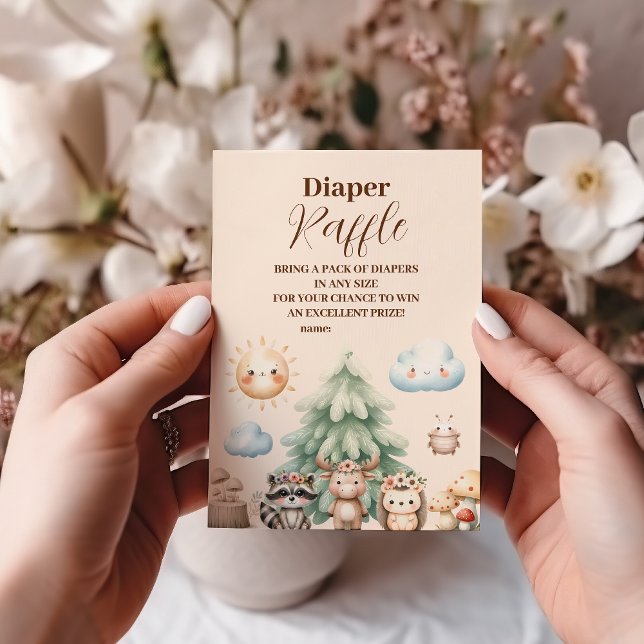 Woodland Forest Animals Diapper Raffle Enclosure Card (Creator Uploaded)