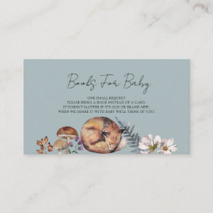 Woodland Forest Animals Dusty Blue Baby Shower Enclosure Card