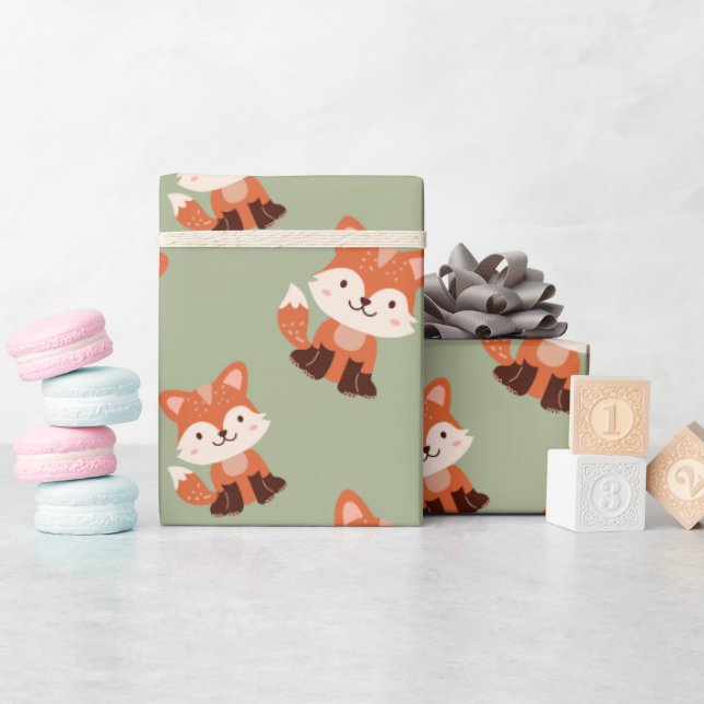 Woodland Forest Animals Fox  Kids Birthday  Wrapping Paper (Baby Shower)