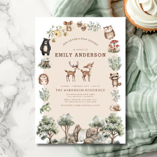 Woodland Forest Animals Gender Neutral Baby Shower Invitation