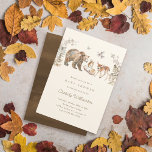 Woodland Forest Animals Gender Neutral Baby Shower Invitation<br><div class="desc">Woodland Forest Animals Gender Neutral Baby Shower Invitation. Set against a serene beige backdrop, this invitation features watercolor illustrations of charming woodland animals including a bear, squirrel, and deer, nestled amidst delicate botanical foliage at the top. The whimsical yet elegant typography elegantly showcases your party details, inviting guests to celebrate...</div>