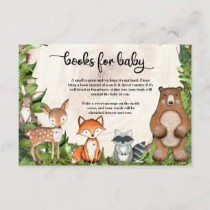 Woodland forest animals greenery wreath wood slice enclosure card