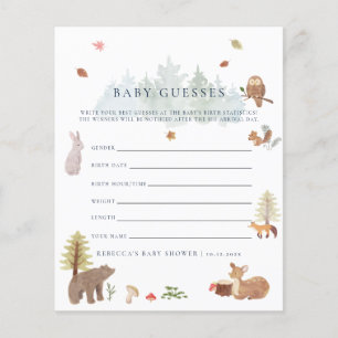 Woodland Forest Animals Guessing Game Baby Shower