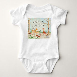 Woodland Forest Animals Nanas Cutie Deer Fox Baby Bodysuit