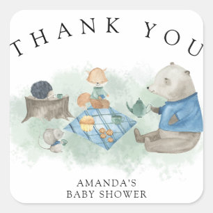 Woodland forest animals - Thank you Square Sticker