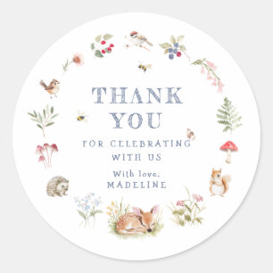 Woodland Forest Animals Thank You Sticker